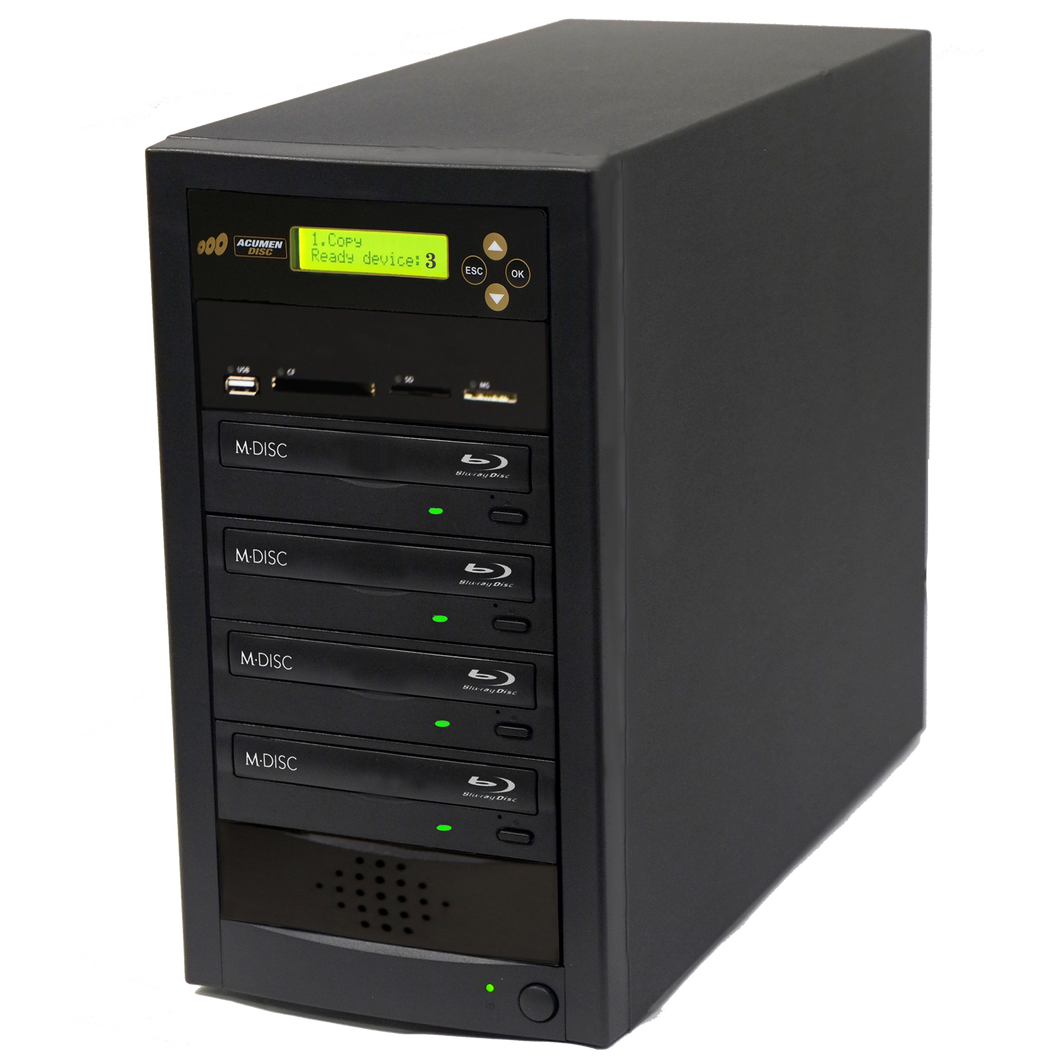 Acumen Disc 1 to 3 Blu-Ray Multimedia Backup Duplicator - Flash Media (CF / SD / USB / MMS) to Multiple Discs (BD/DVD) Copier Tower System