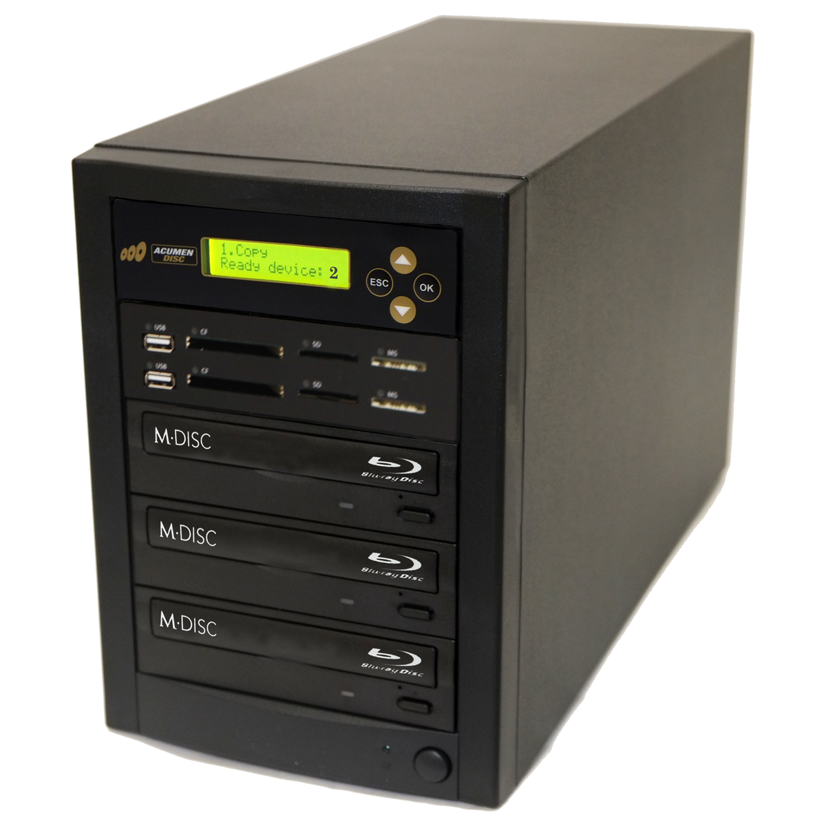 Acumen Disc 1 to 2 CrossOver Media & Blu-Ray Duplicator - Bi-Directional  Multimedia Flash Memory Back-Up (CF SD MS USB) & Multiple BD-R DVD Disc