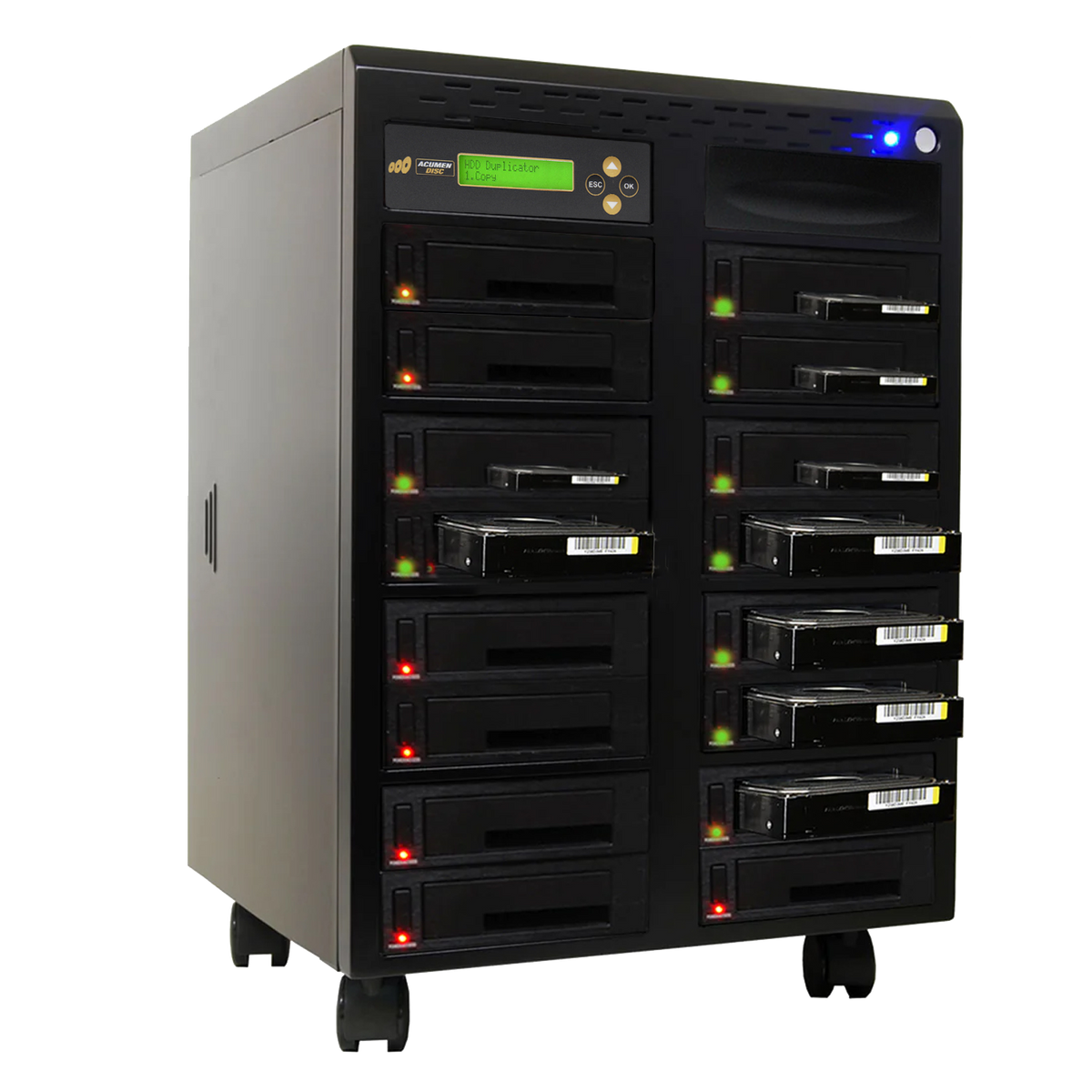 Acumen Disc 1 to 15 SATA Hard Drive Duplicator (up to 150MB/s) - Multiple HDD & SSD Memory Card Copier & HDD Sanitizer (DoD Compliant) - H15-SATA150