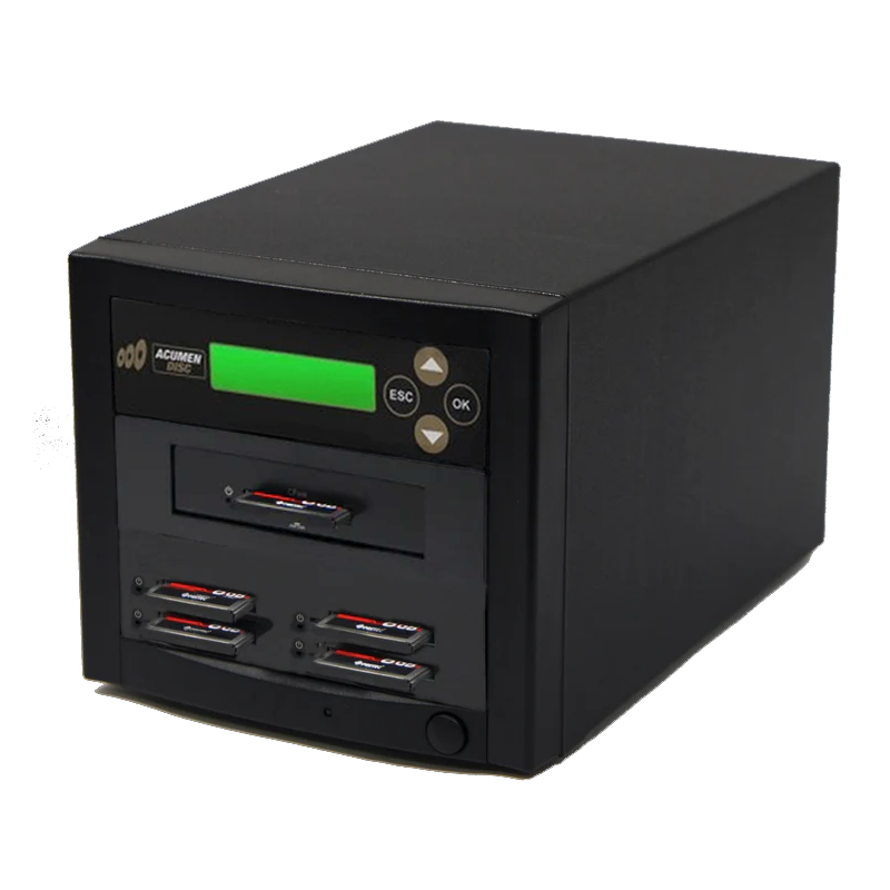Acumen Disc 1 to 4 CFAST Duplicator - Multiple CompactFAST Flash Drive Memory Card Copier (Up to 150mbps) with DoD compliant Erase Mode (AD04-CFAST150)