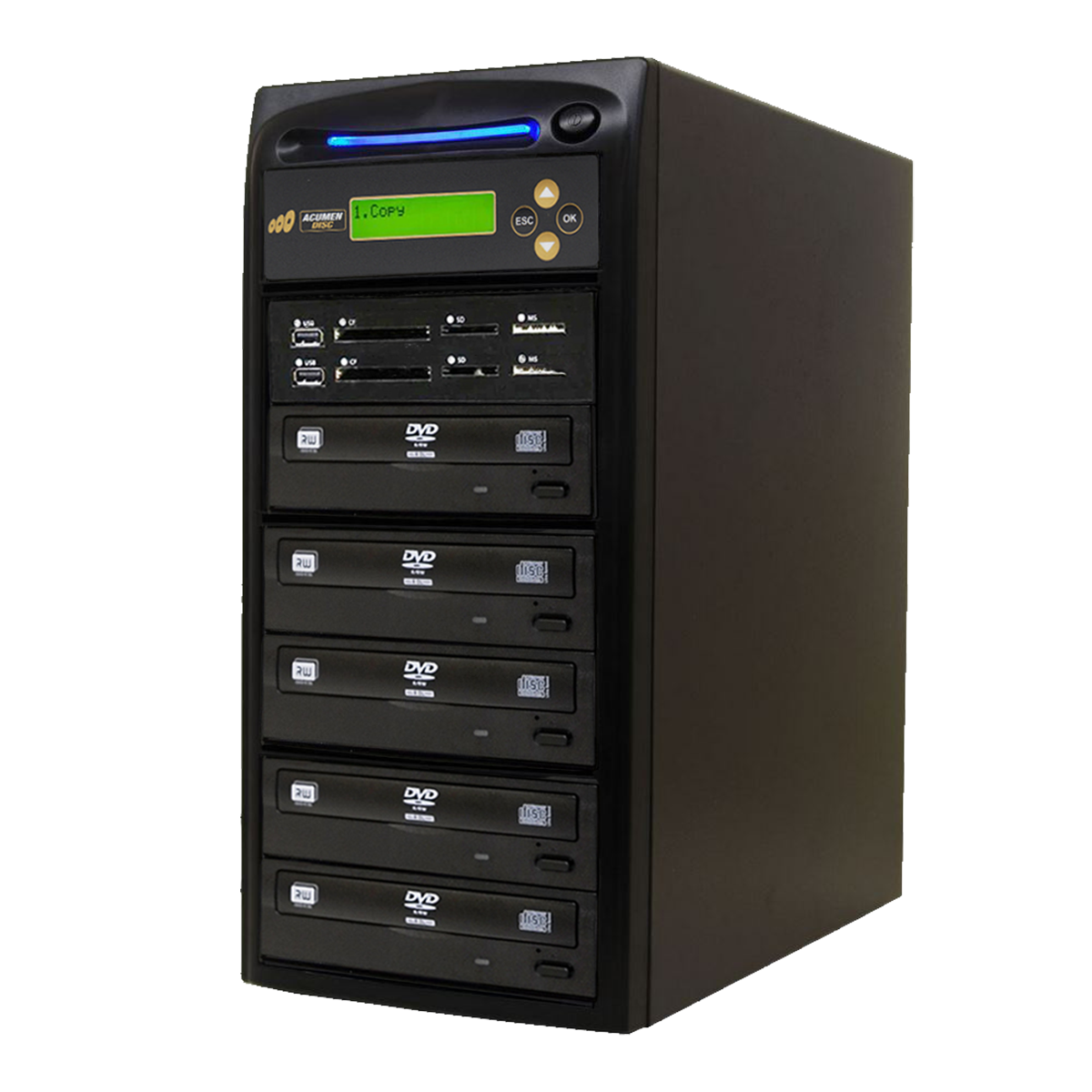 Acumen Disc 1 to 4 CrossOver Media & DVD Duplicator - Bi-Directional Multimedia Flash Memory Back-Up (CF SD MS USB) & Multiple Discs Copier (AD04-MMP)