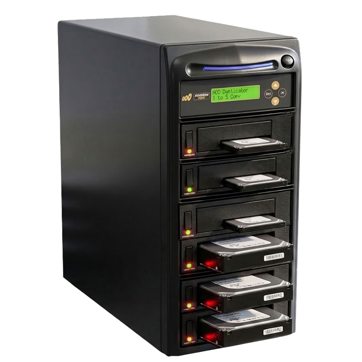 Acumen Disc 1 to 5 SATA III Hard Drive Duplicator (up to 600MB/s) - Multiple 3.5" & 2.5" HDD & SSD Memory Card Copier & Sanitizer (DoD Compliant) - H05-SATA3