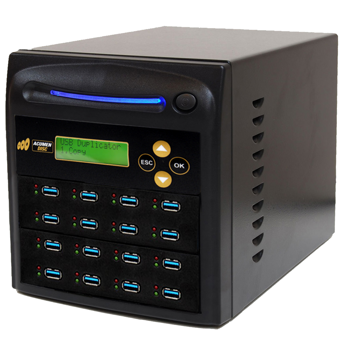 Acumen Disc 1 to 15 USB 3.0 / 3.1 Type-A Flash Drive Duplicator - Multiple Media Copier Clone (Up to 100MB/sec) & Sanitizer (DoD Compliant) - AD15-USB100