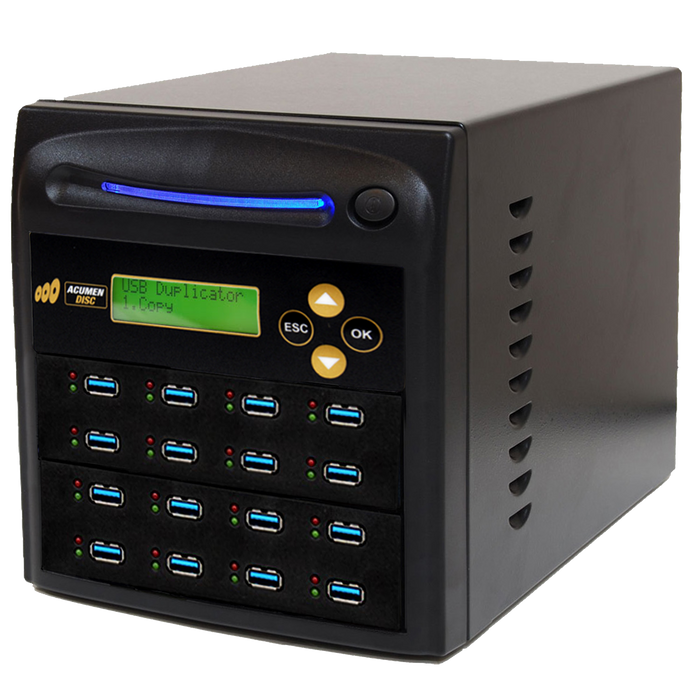 Acumen Disc 1 to 15 USB 3.0 / 3.1 Type-A Flash Drive Duplicator - Multiple Media Copier Clone (Up to 100MB/sec) & Sanitizer (DoD Compliant) - AD15-USB100