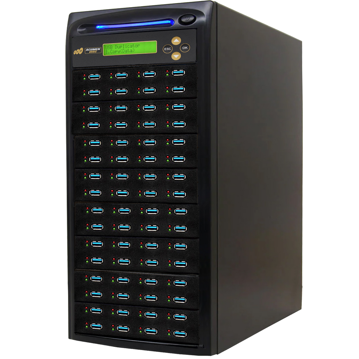 Acumen Disc 1 to 63 USB 3.0 / 3.1 Type-A Flash Drive Duplicator - Multiple Media Copier Clone (Up to 100MB/sec) & Sanitizer (DoD Compliant) - AD63-USB100