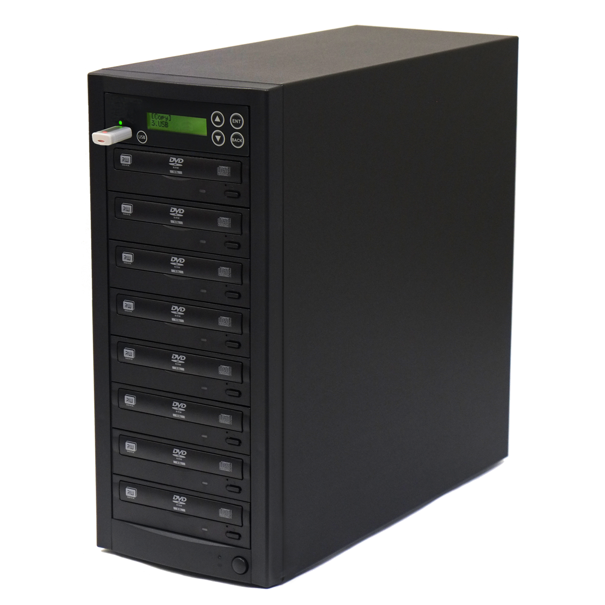 Acumen Disc USB to 7 Disc Duplicator - Flash Media / Disc to Multiple Discs (DVD/CD) Copier Tower System (AD07-USATA)