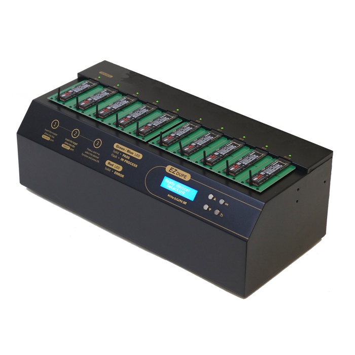 1 to 9 NVMe Cyclone 300 - M.2 PCIe NVMe / M2 SATA Internal SSD Duplicator & Sanitizer 18GB/Min (DM-HE3-5M09PC)