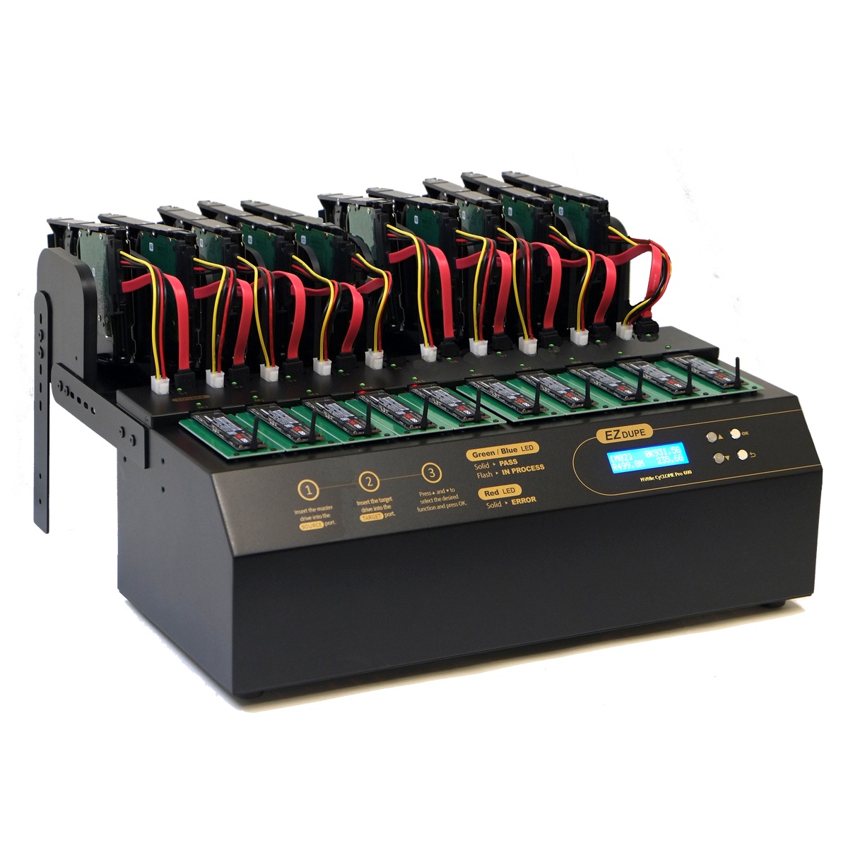 1 to 9 NVMe Cyclone PRO 600 - M.2 PCIe NVMe / M2 SATA SSD & SATA Hard Drive Duplicator & Sanitizer 36GB/Min (DM-HE6-5M09PP)