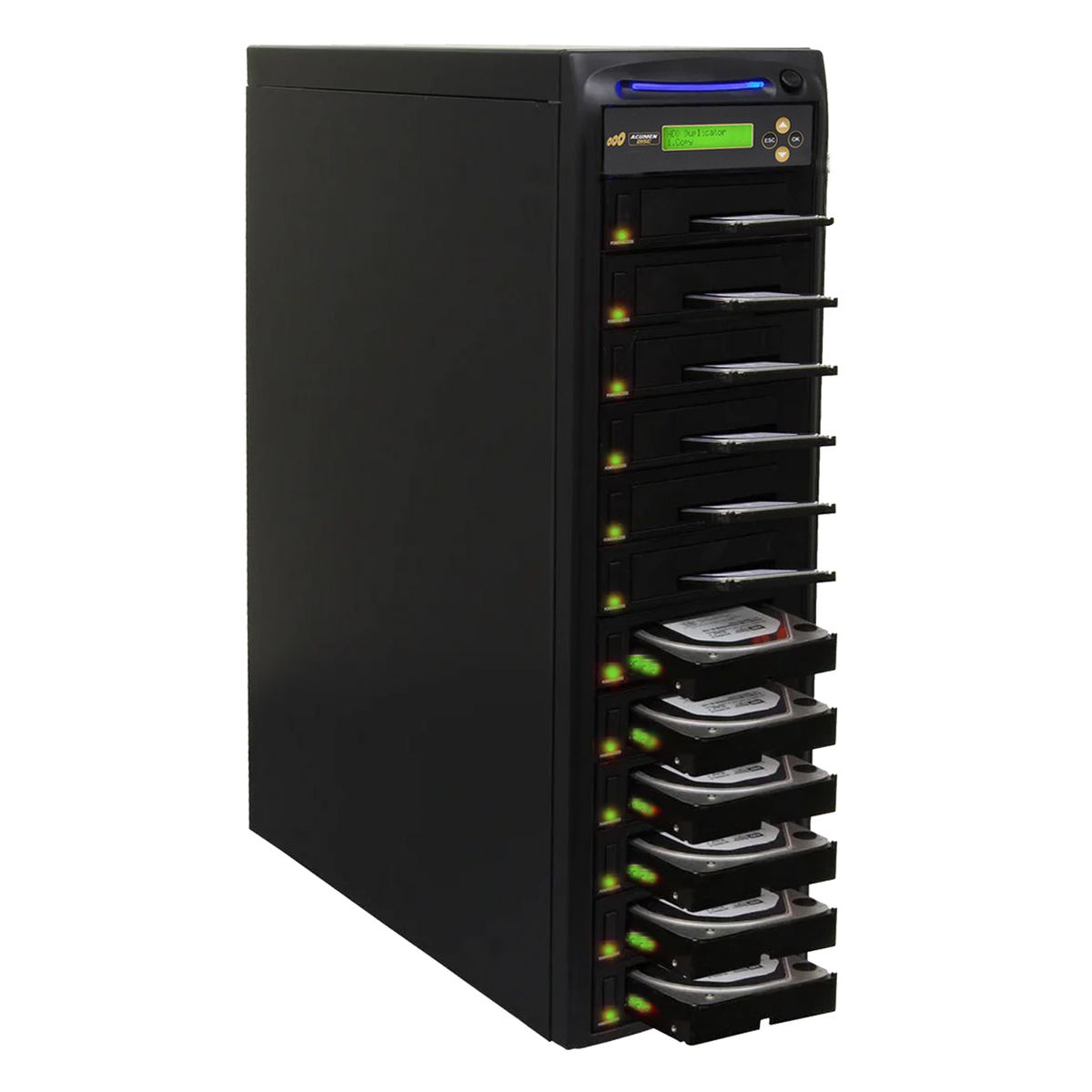 Acumen Disc 1 to 11 SATA II Hard Drive Duplicator (up to 300MB/s) - Multiple HDD & SSD Memory Card Copier & HDD Sanitizer (DoD Compliant) - H11-SATA2