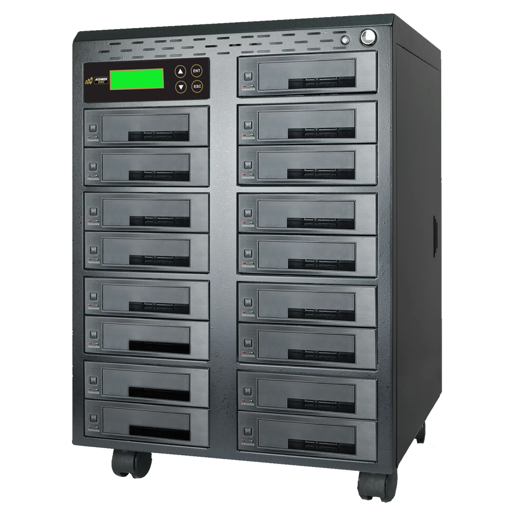 Acumen Disc 1 to 16 SATA Hard Drive Duplicator (up to 150MB/s) - Multiple HDD & SSD Memory Card Copier & HDD Sanitizer (DoD Compliant)