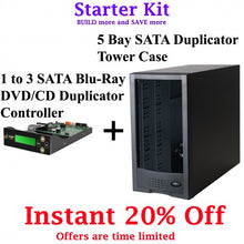 Load image into Gallery viewer, 3 Targets Starter Kit - 1 to 3 Target Blu-ray, DVD, CD Duplicator Controller and 5 bay Duplicator Case
