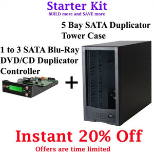 3 Targets Starter Kit - 1 to 3 Target Blu-ray, DVD, CD Duplicator Controller and 5 bay Duplicator Case