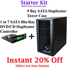 Load image into Gallery viewer, 7 Targets Starter Kit - 1 to 7 Target Blu-ray, DVD, CD Duplicator Controller and 9 bay Duplicator Case
