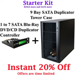 7 Targets Starter Kit - 1 to 7 Target Blu-ray, DVD, CD Duplicator Controller and 9 bay Duplicator Case