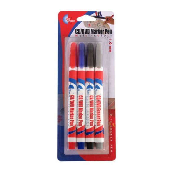 Multi Color Permanent Marker Label Pen Sets with Eraser (Blue, Black, Red)