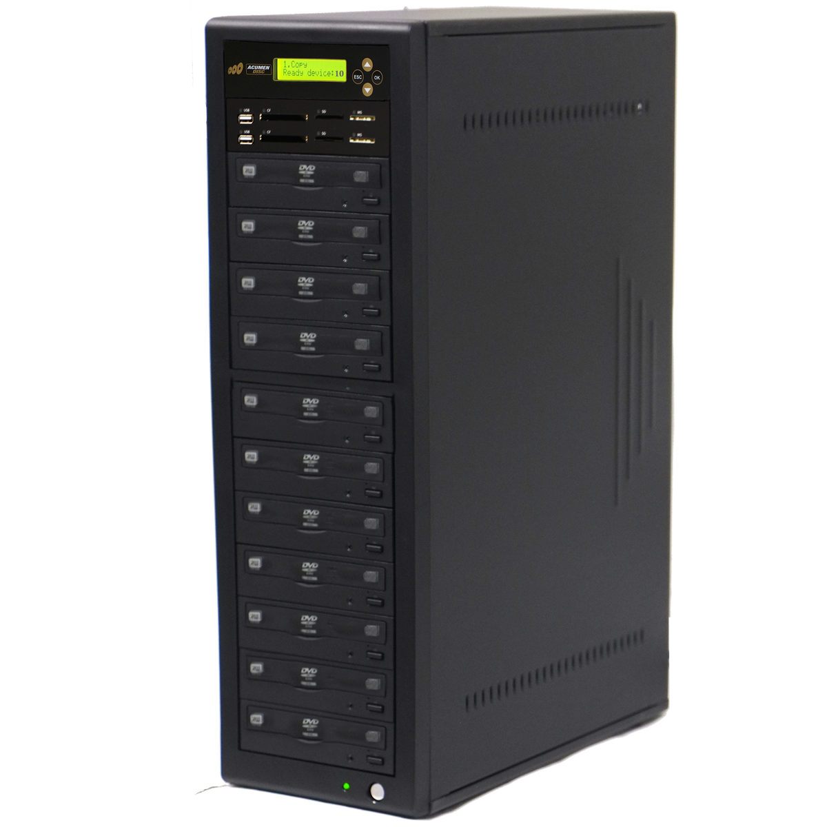 Acumen Disc 1 to 10 CrossOver Media & DVD Duplicator - Bi-Directional Multimedia Flash Memory Back-Up (CF SD MS USB) & Multiple Discs Copier (AD10-MMP)