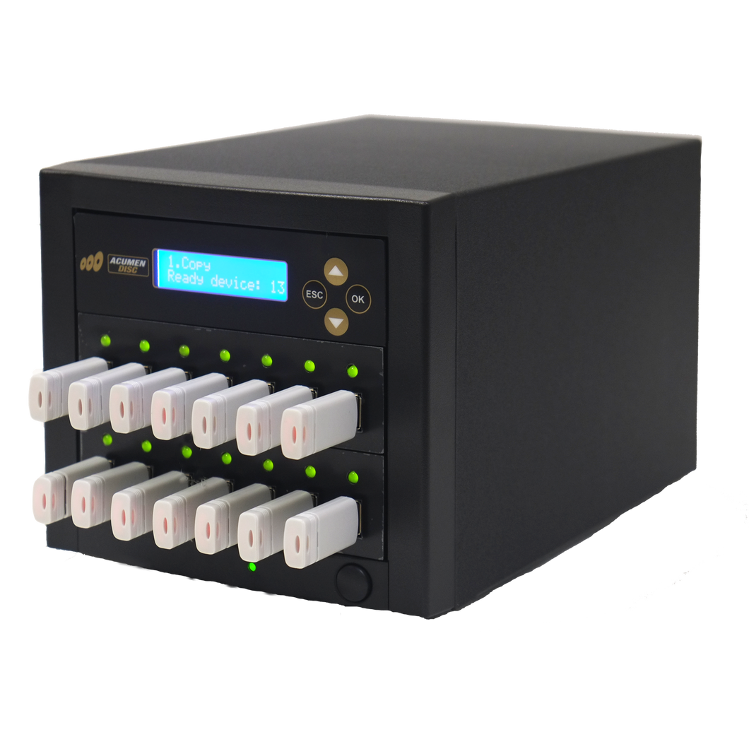 Acumen Disc 1 to 13 USB Drive Duplicator - Multiple Flash Memory Copier / SSD / External Hard Drive Clone (Up to 35mbps) & Sanitizer (DoD Compliant)