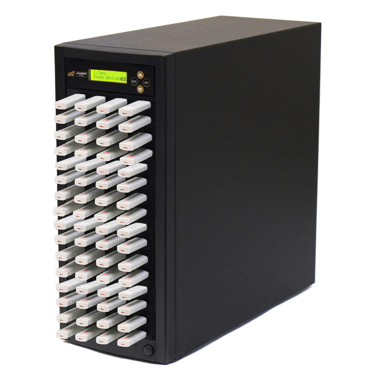Acumen Disc 1 to 63 USB Drive Duplicator - Multiple Flash Memory Copier / SSD / External Hard Drive Clone (Up to 35mbps) & Sanitizer (DoD Compliant) - AD63-USB
