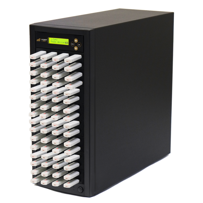 Acumen Disc 1 to 63 USB Drive Duplicator - Multiple Flash Memory Copier / SSD / External Hard Drive Clone (Up to 35mbps) & Sanitizer (DoD Compliant) - AD63-USB