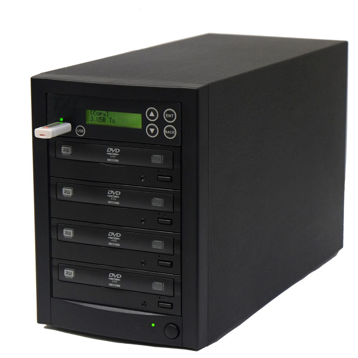 Acumen Disc USB to 3 Disc Duplicator - Flash Media / Disc to Multiple Discs (DVD/CD) Copier Tower System (AD03-USATA)