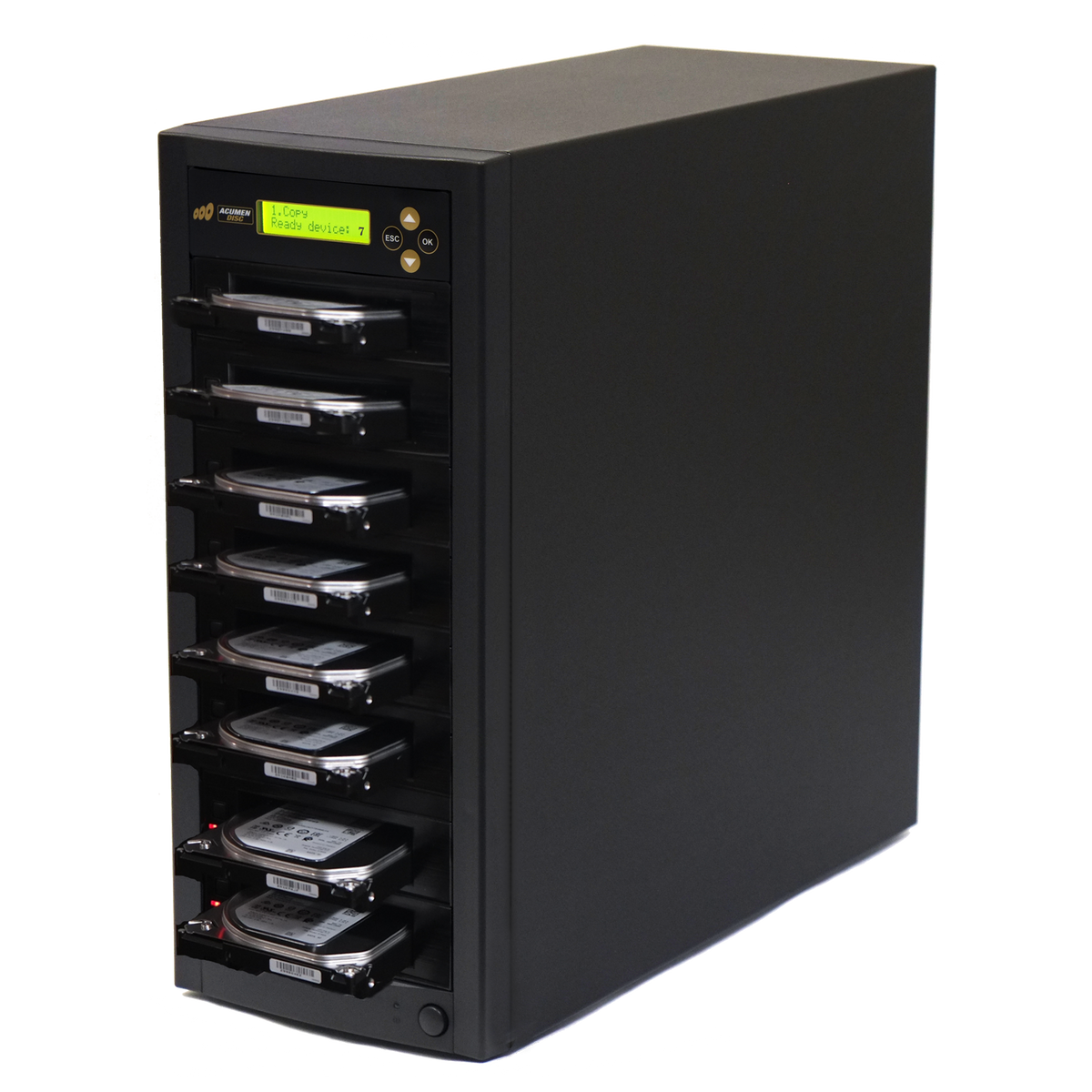 Acumen Disc 1 to 7 SATA III Hard Drive Duplicator (up to 600MB/s) - Multiple 3.5" & 2.5" HDD & SSD Memory Card Copier & Sanitizer (DoD Compliant) - H07-SATA3