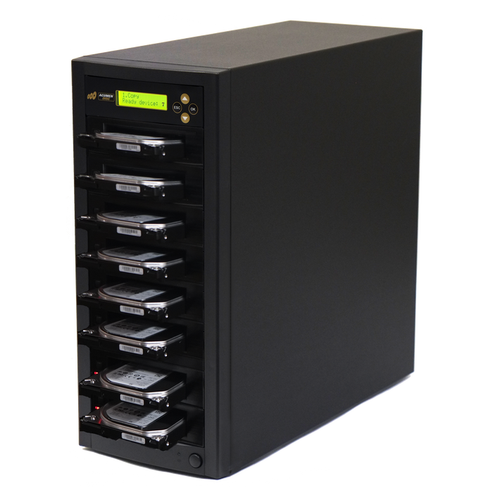 Acumen Disc 1 to 7 SATA III Hard Drive Duplicator (up to 600MB/s) - Multiple 3.5" & 2.5" HDD & SSD Memory Card Copier & Sanitizer (DoD Compliant) - H07-SATA3