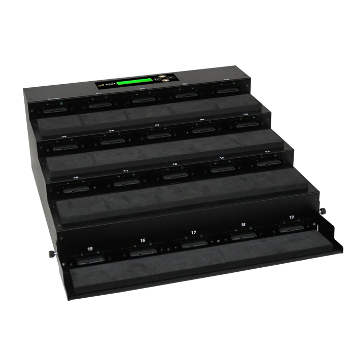 Acumen Disc 1 to 19 Flatbed SATA III Hard Drive Duplicator (up to 600MB/s) - Multiple HDD & SSD Memory Card Copier & HDD Sanitizer (DoD Compliant) - AD19-OP600